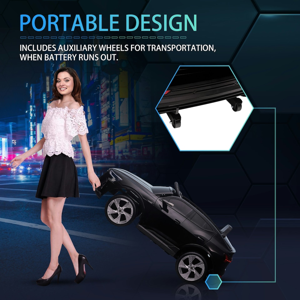 image 1 of HOMCOM 12V Kids Electric Ride-On Car/ w Remote Control, Lights, Music - Black