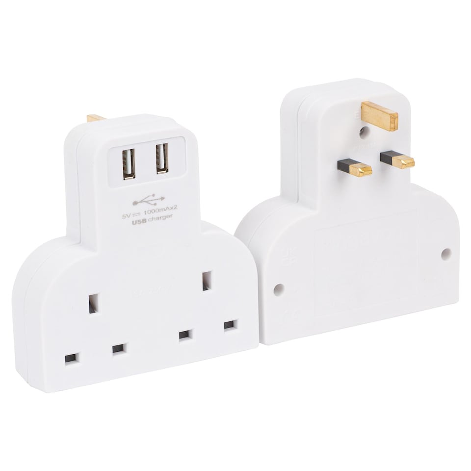 image 1 of Kingavon 2-Way Power Strip with 2 USB Ports