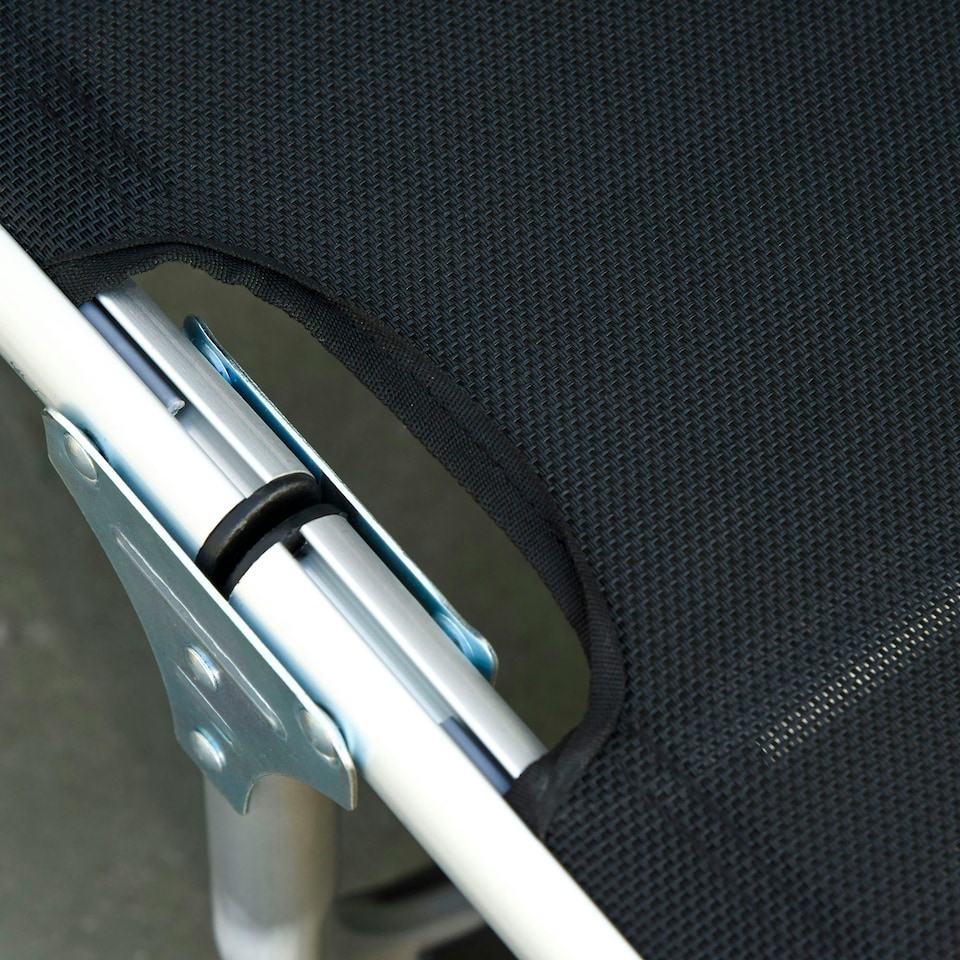 image 1 of Outsunny Folding Outdoor Reclining Sun Lounger Chair Aluminium Frame Black