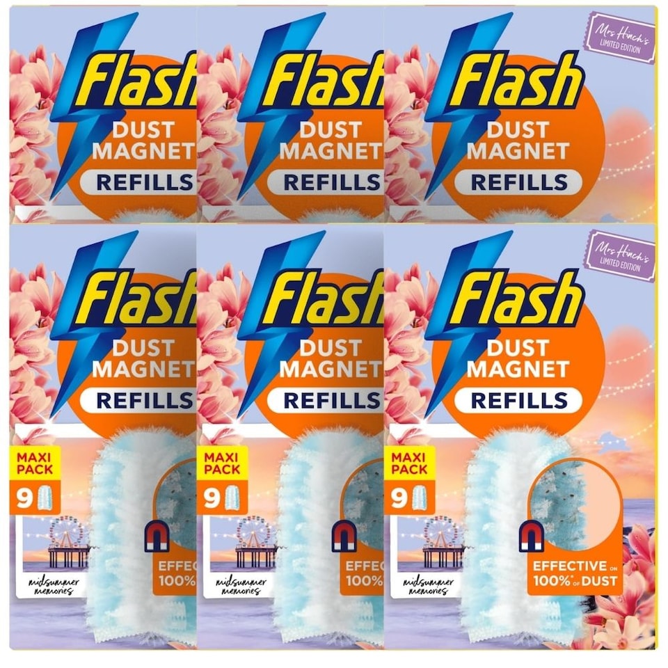 image 1 of Flash Dust Magnet Duster Refills Mrs Hinch's Midsummer Memories | Blue | 1 - Blue | 9 Refills | 1