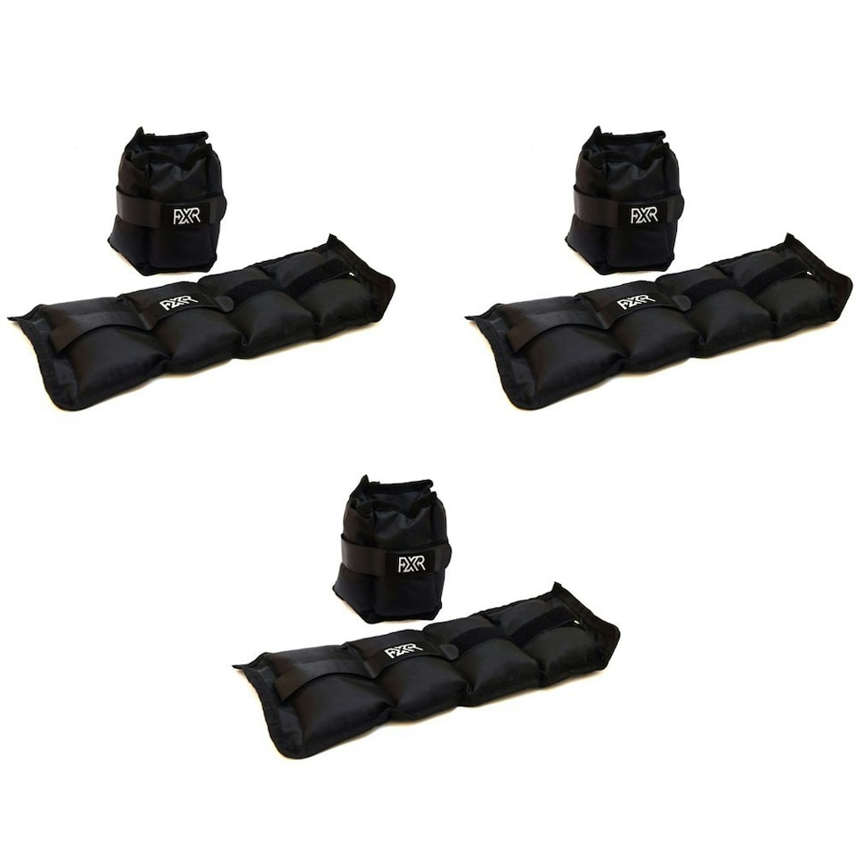 Set Of 3 Pairs Of Ankle Weights - 1kg, 2kg & 3kg | Black