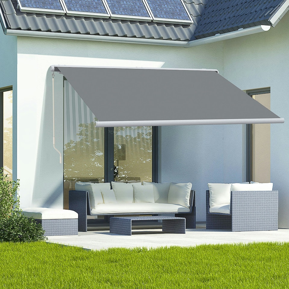 image 1 of Outsunny 4x3m Full Cassette Electric Retractable Awning for Patio Door Window