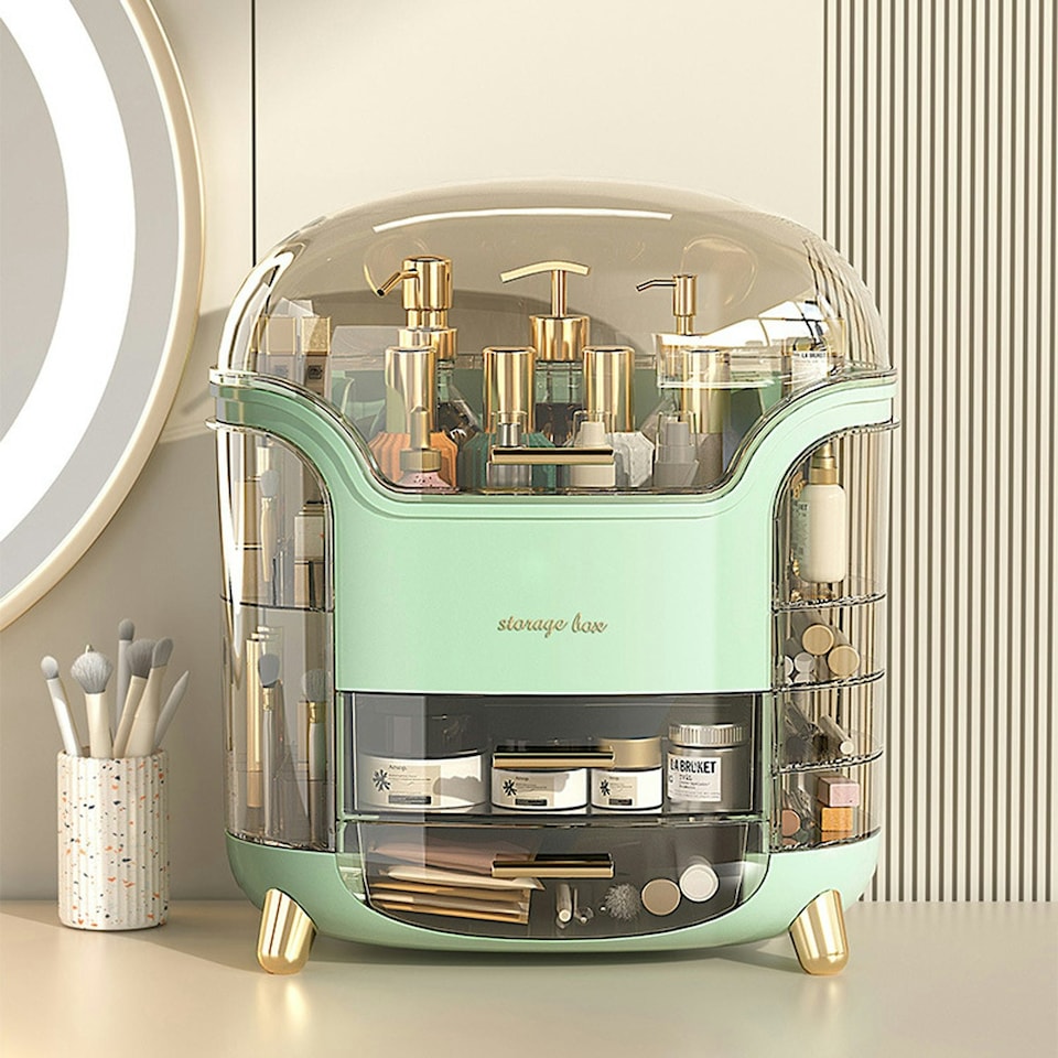 image 1 of Mint Green Large Capacity Cosmetic Make Up Skincare Storage Box
