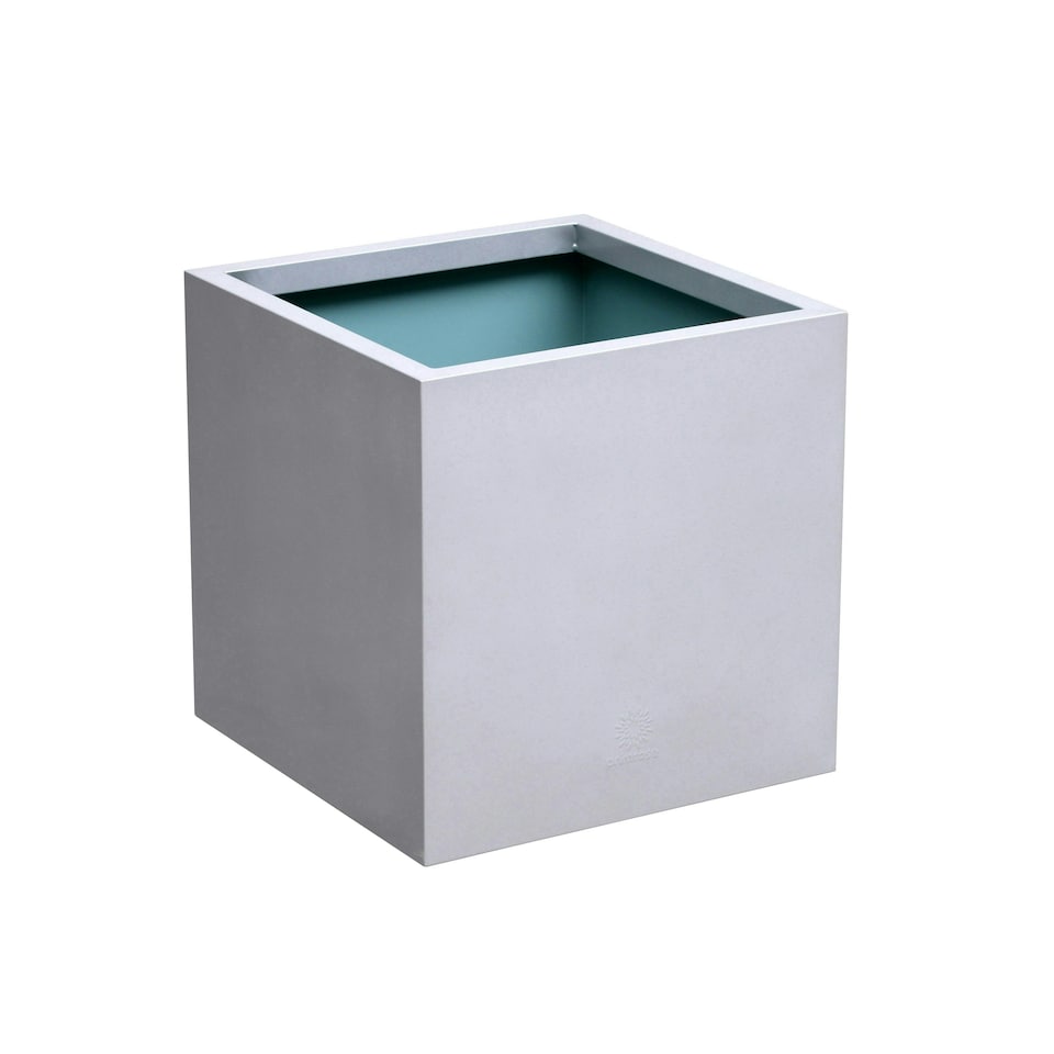 image 1 of Primrose Zinc Galvanised Silver Cube Planter Pot 40cm