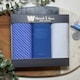 image 5 of Warwick & Vance Pack Of 3 Mens Check & Dyed Handkerchiefs, Blue & White With Satin Stripe Borders, Assorted, Cotton, 40 x 40cms