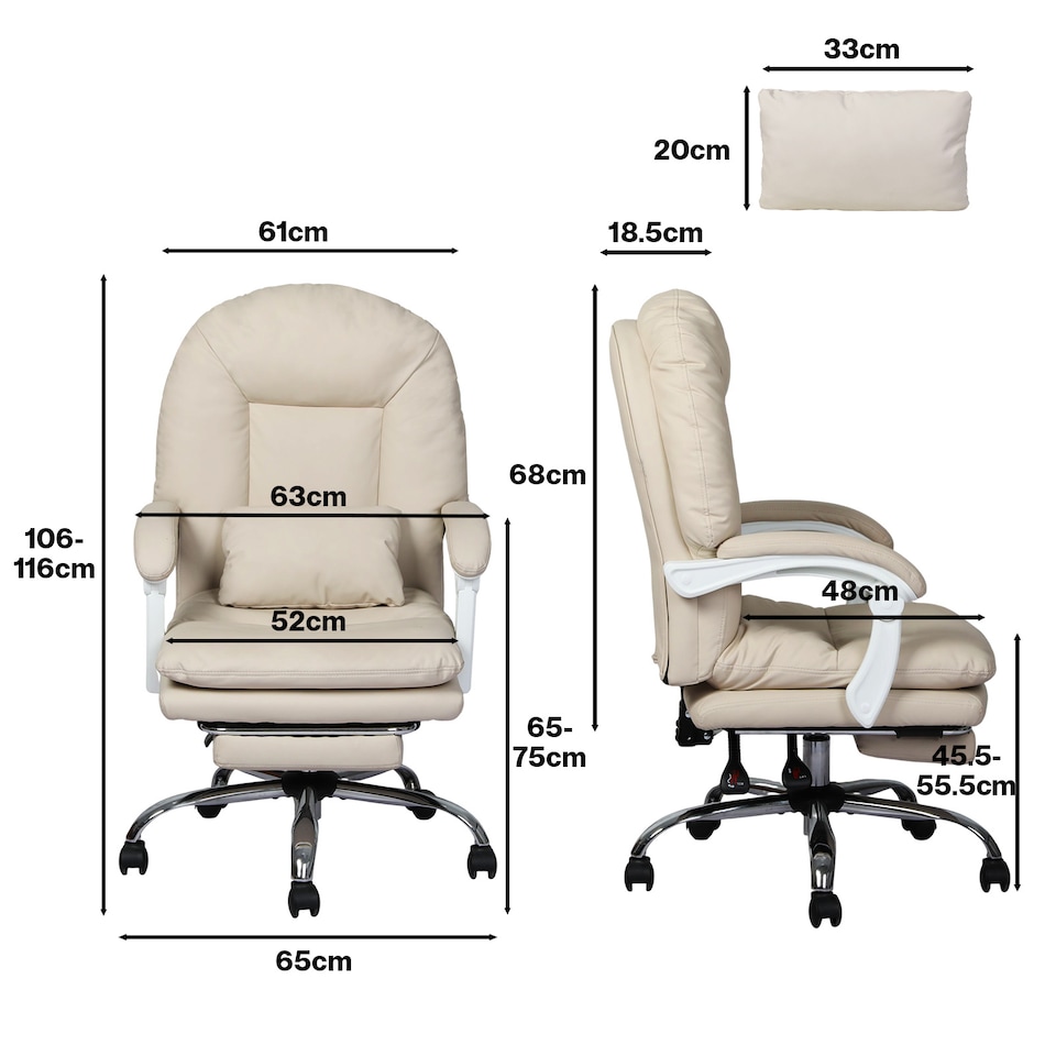 image 1 of Levede Office Chair Ergonomic Executive Chair Heavy Duty Reclining Leather