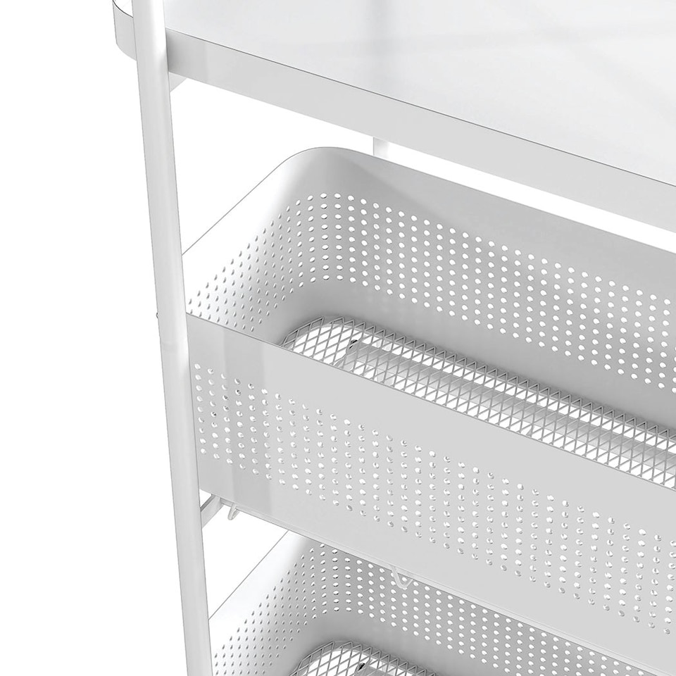 image 1 of Levede 4 Tier Kitchen Trolley Cart Narrow on Wheels Pull out Bakset Storage Bins