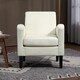 image 8 of HOMCOM Modern Armchair Accent Chair with Rubber Wood Leg for Bedroom Cream White