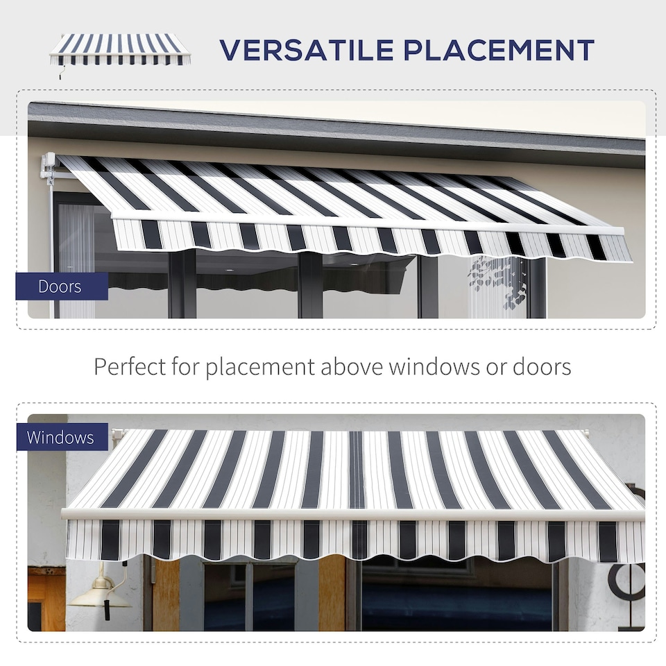 image 1 of Outsunny Garden Sun Shade Canopy Retractable Awning, 2.5 x 2m, Blue and White