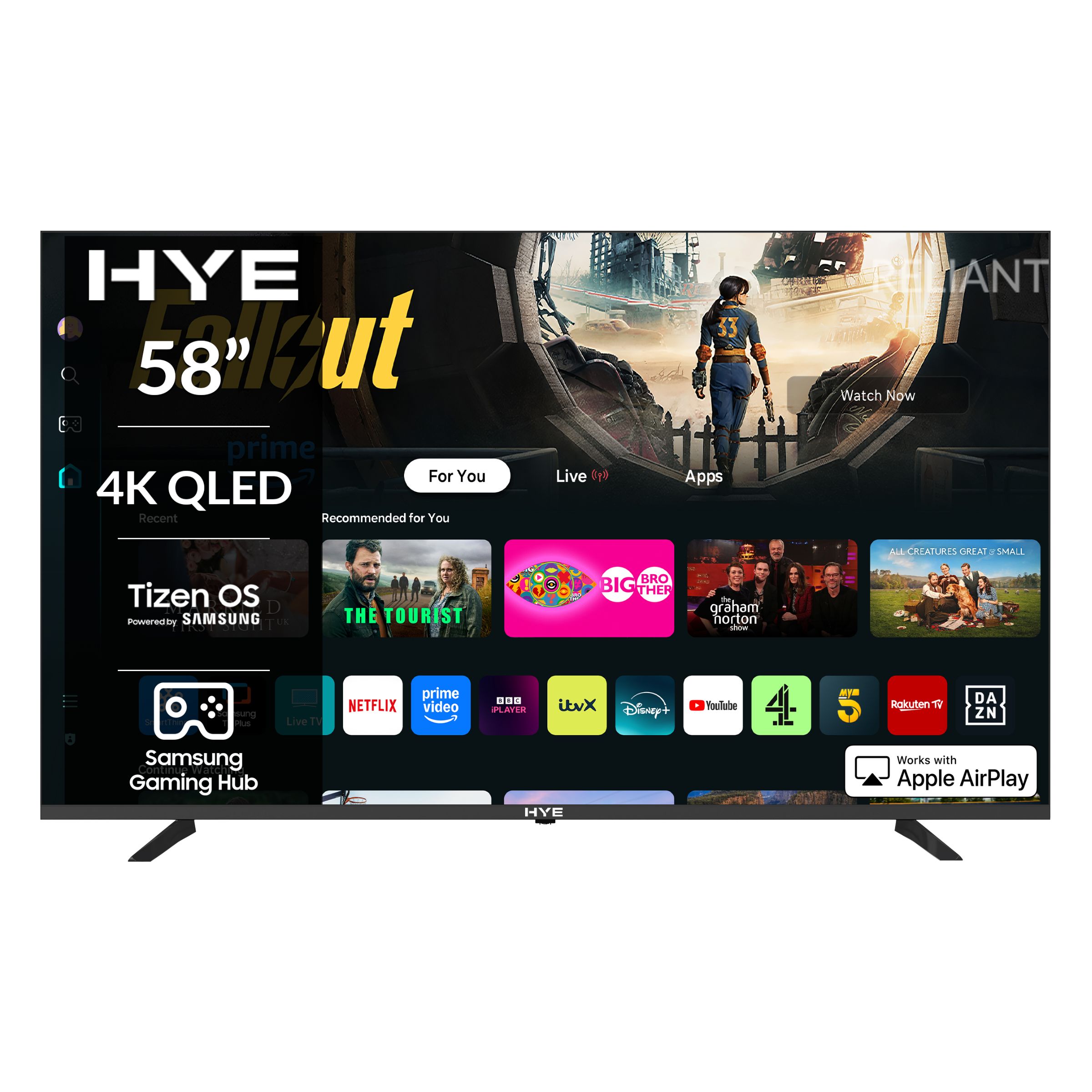 HYE 58" Inch 4K QLED Tizen OS WiFi Frameless Smart TV - 58QLEDS2048