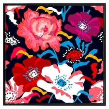 Bright flowers on dark background (Picture Frame) Black | L