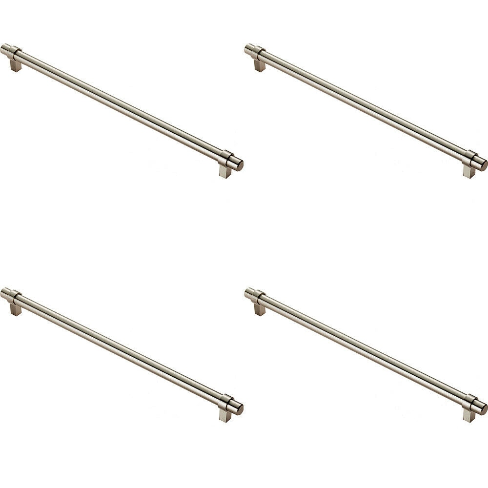 Loops 4x Round T Bar Cabinet Pull Handle 360 x 14mm 320mm Fixing Centres Satin Nickel in Metallics