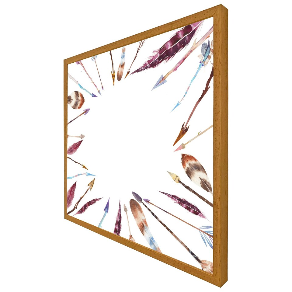 image 1 of Watercolour boho chic with feathers and arrows (Picture Frame) Brown | XL