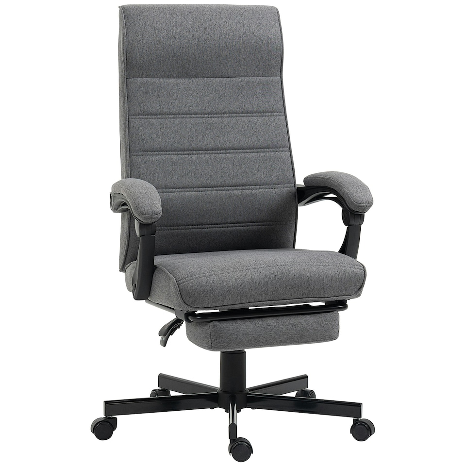 image 1 of Vinsetto High-Back Home Office Chair with Adjustable Height and Footrest, Grey