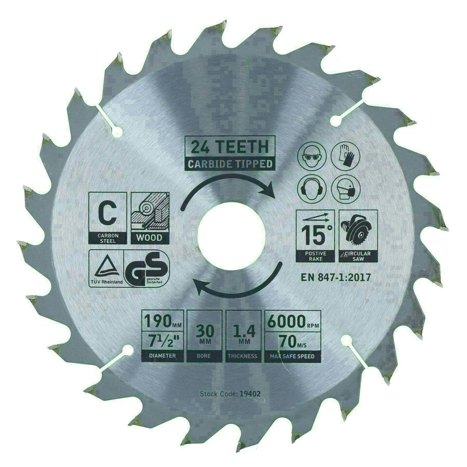 image 1 of Circular Saw Blade 190mm x 30mm 20 24 40 teeth TCT Cutting Disc Wood 3pc
