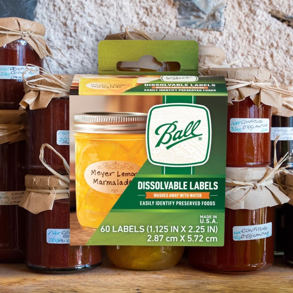 image 1 of Ball Dissolvable Self-adhesive Labels For Preserves Jars - Pack Of 60 Labels