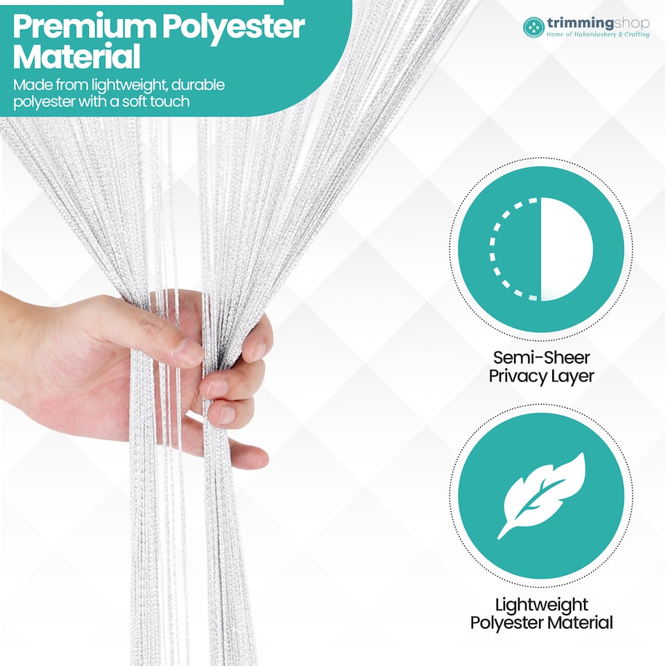 image 1 of Polyester Glitter Beaded String Curtain Panel - 200x100cm