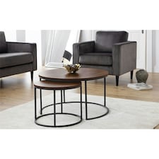 Walnut Round Nesting Coffee Tables | Brown | Brown