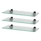 image 1 of Harbour Housewares 50cm Glass Bathroom Shelves - 3pk - Clear Glass + Black Wall Mount Black