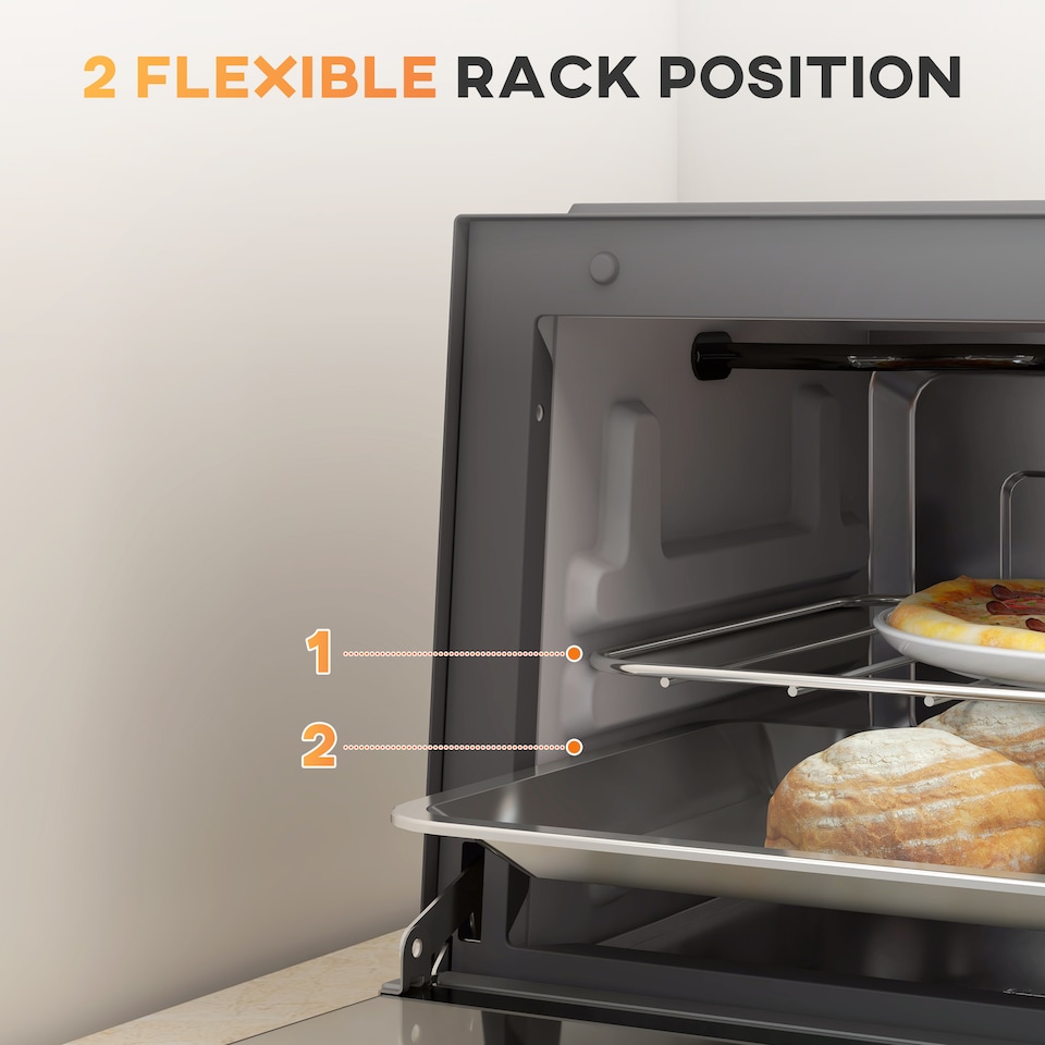 image 1 of HOMCOM Mini Oven 9L Countertop Toaster Oven with Timer Control 750W Grey