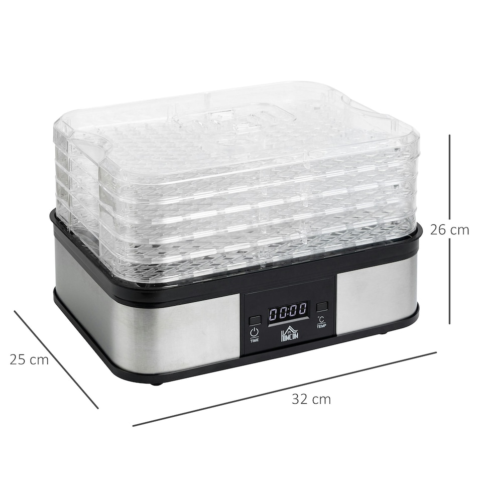 image 1 of HOMCOM 5 Tier Food Dehydrator, 245W for Drying Fruit, Meat, Vegetable, Black