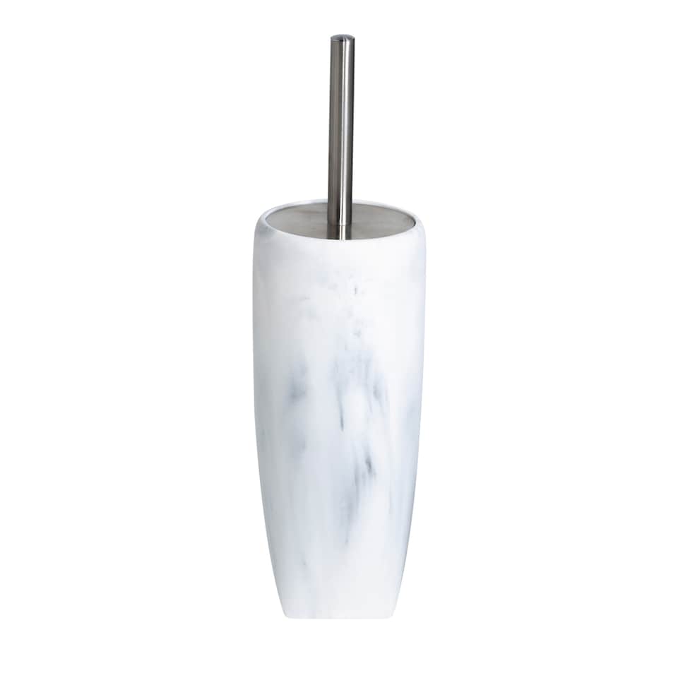 image 1 of Showerdrape Octavia White Marble & Chrome Toilet Brush & Holder | White | 1