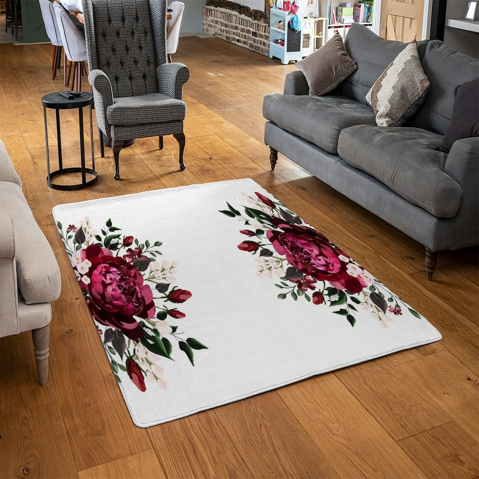 image 1 of Open Roses (Rug) Pink | XL: 160x230cm