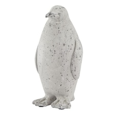 Medium Stone Effect Penguin Statue - Ceramic - L13 x W13 x H26 cm - Grey