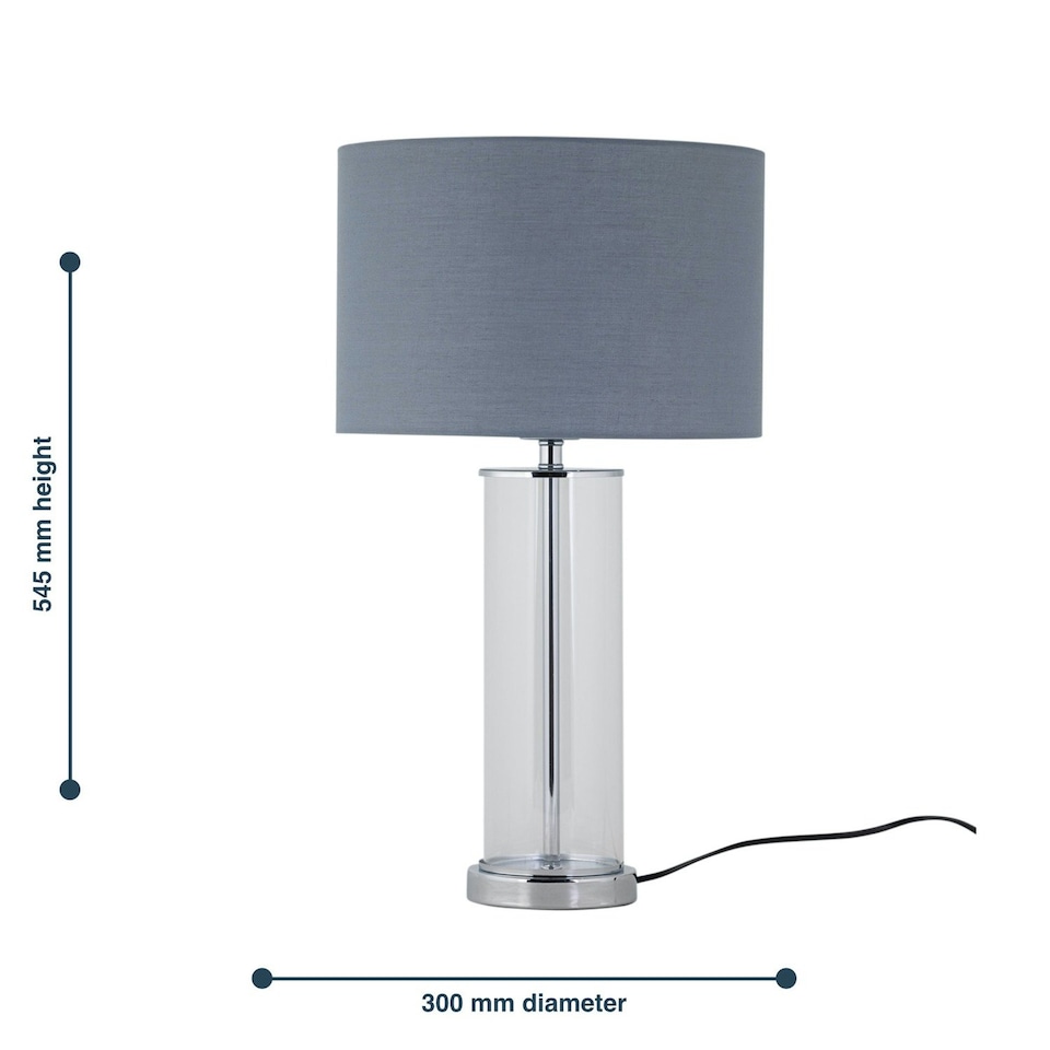 image 1 of Aura - Chrome Table Lamp with Grey Cotton Shade Chrome | Grey
