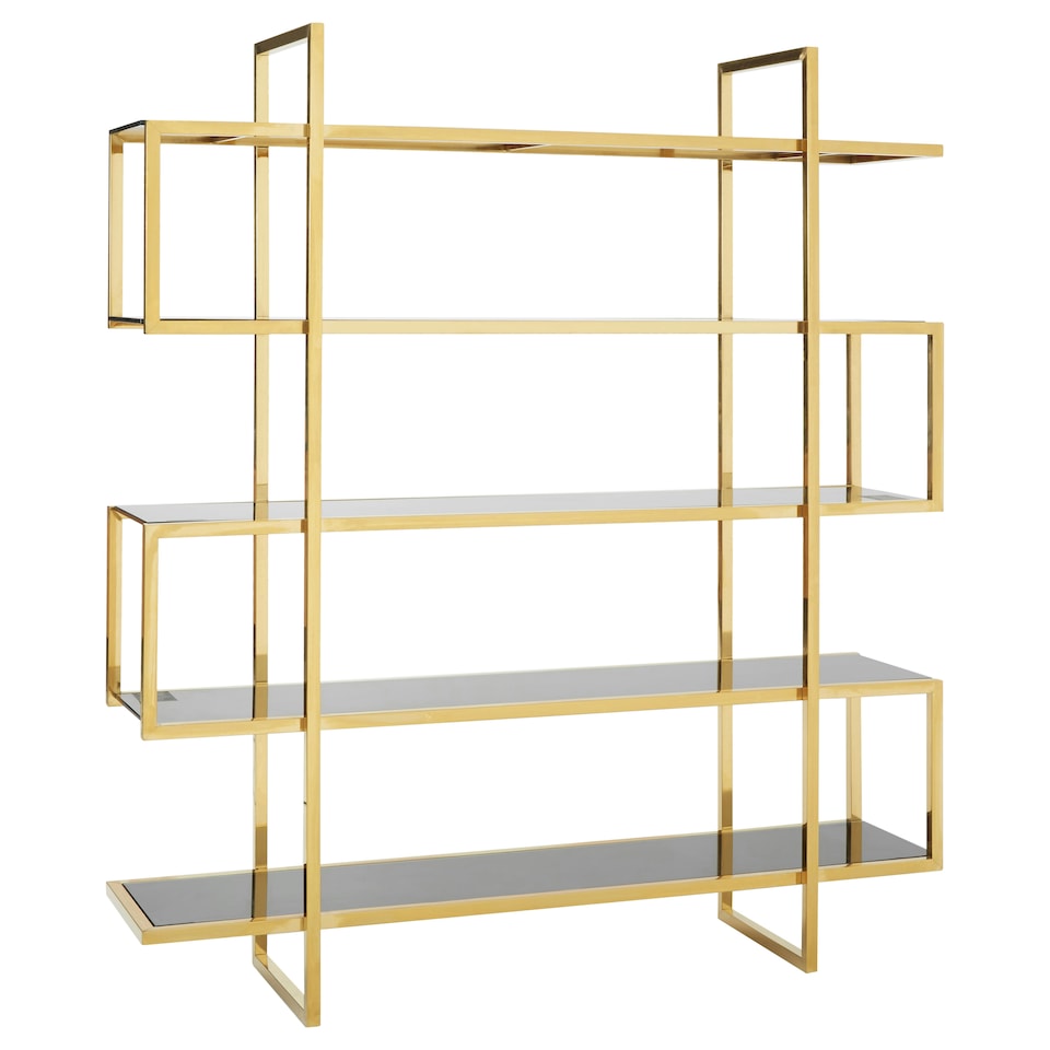 image 1 of Interiors by Premier Modular Maze Design Bookshelf, Contemporary Tall Book Shelf, Easily Maintained Book Storage Shelf For Lounge Gold