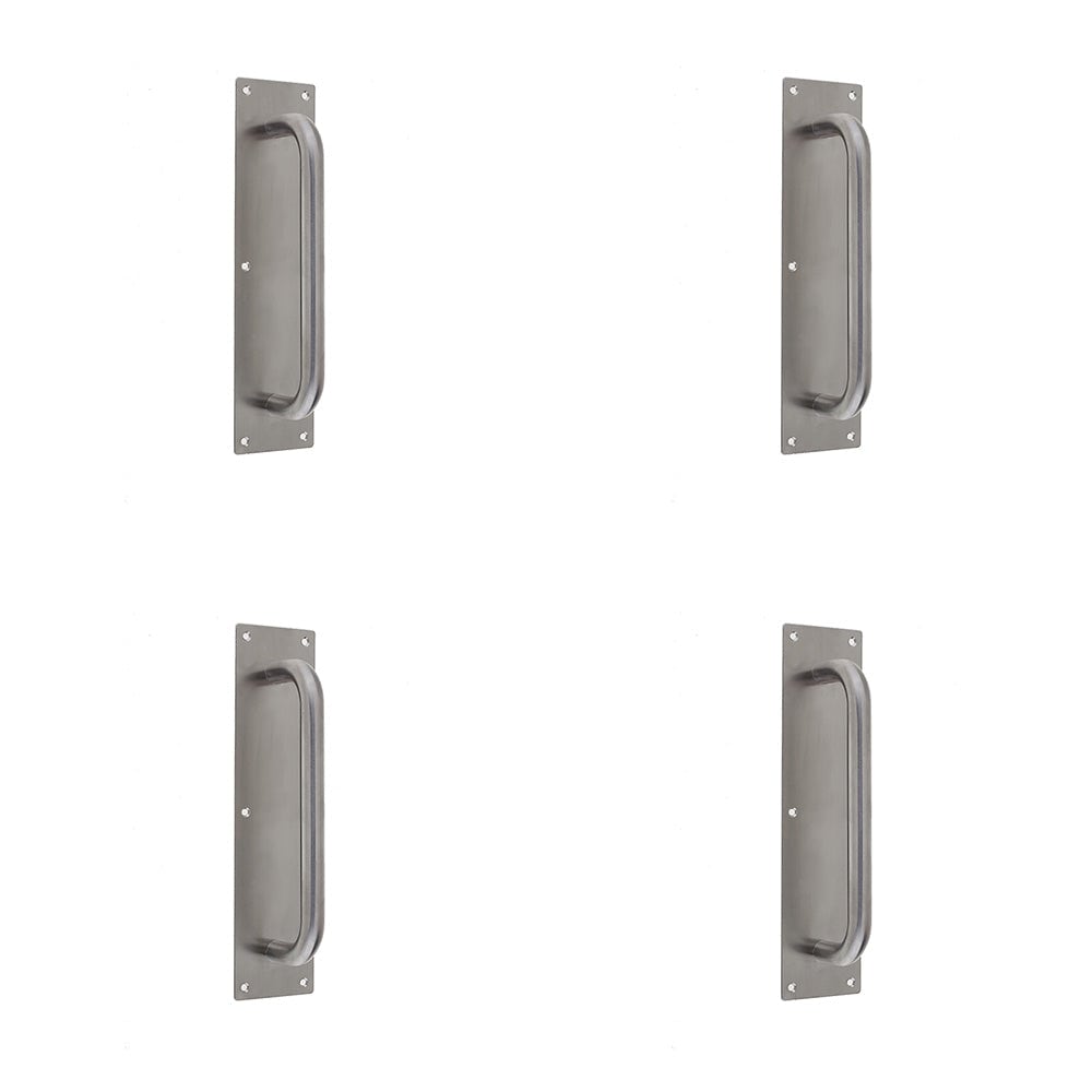 4 PACK Premium Satin Stainless Steel Pull Handle with Plate - 225x19mm Size - Door Handle