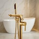 image 2 of Freestanding Gold Bath Tap Single Lever Bathtub Tall Faucet Shower Mixer
