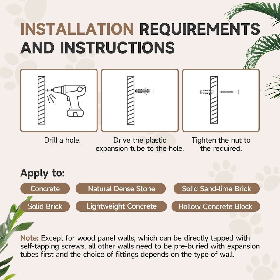 image 1 of PawHut4 Piece Cat Wall Shelves Wall-Mounted Tree with Platforms Light Grey