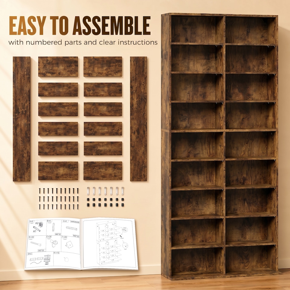 image 1 of HOMCOM 640 CD Storage Unit 360 DVD Storage Tower w/ 18 Compartments