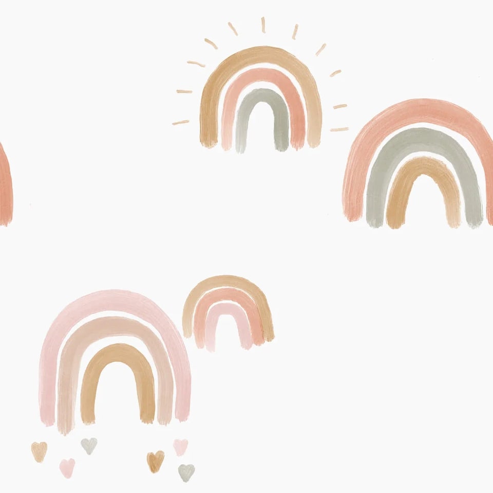 image 1 of Painting Rainbows Wallpaper in Pastel | Multi | Pastel
