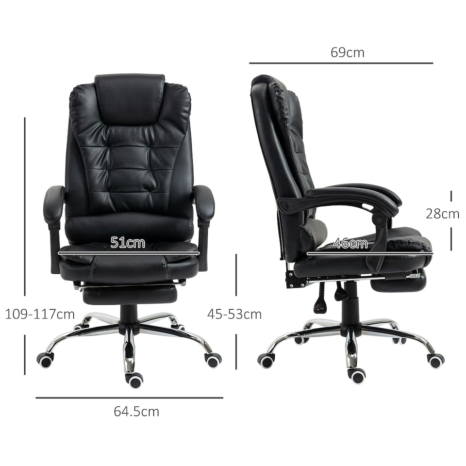 image 1 of HOMCOM Executive Office Chair PU Leather Swivel Chair with Footrest Black