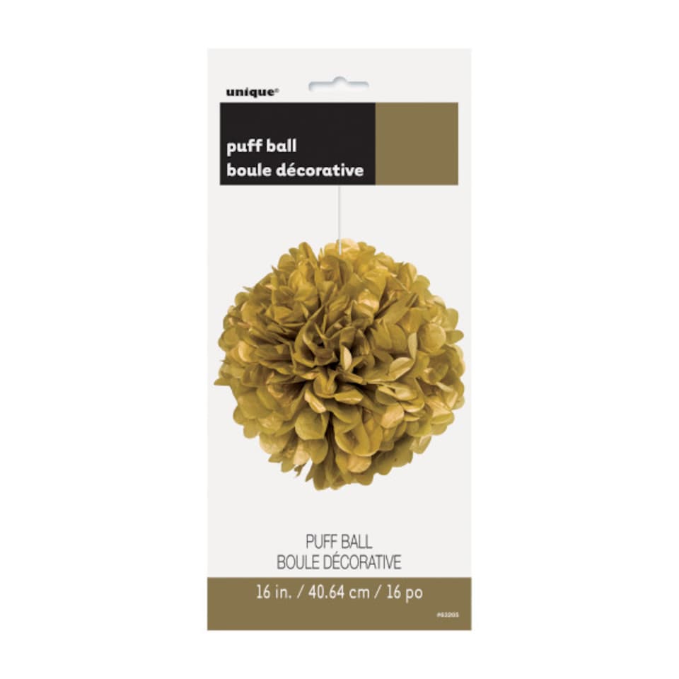 image 1 of Gold Honeycomb Hanging Decoration Puff Ball 40cm