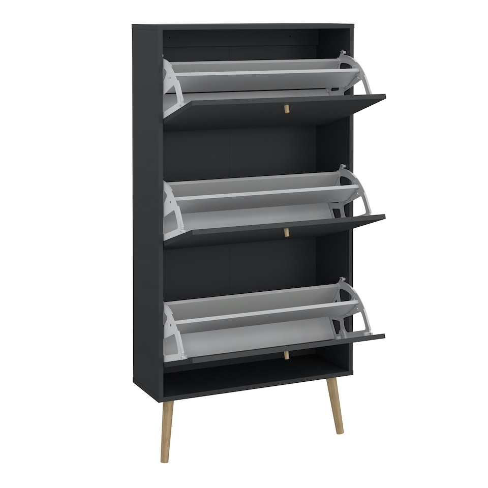 image 1 of Cumbria Shoe Cabinet 3 Flip Down Doors Dark Grey