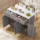 image 1 of VILUXE Mobile Kitchen Island with Foldable Worktop, 2 Drawers, Adjustable Shelves, Towel Rail, Wheels and Solid Wood Feet, Grey and White