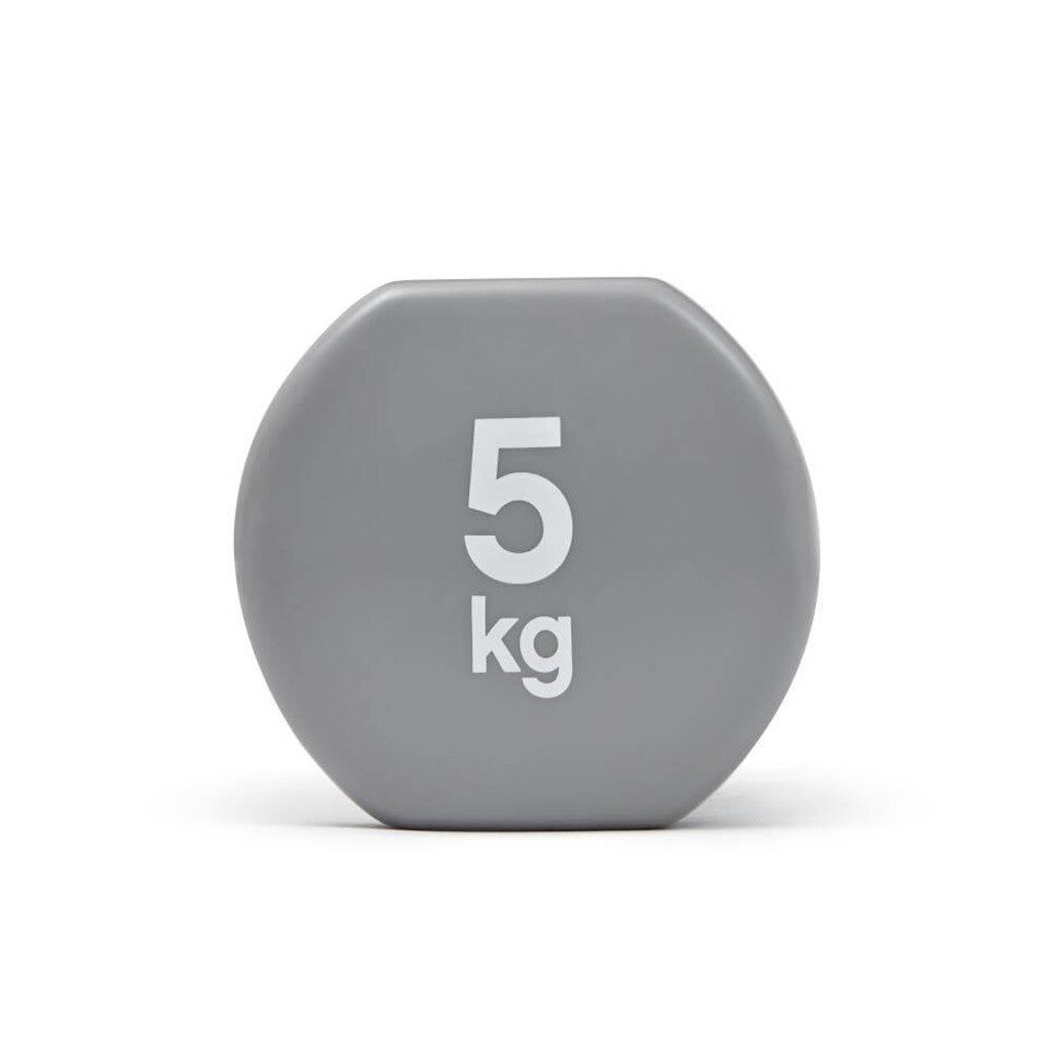 image 1 of Reebok 5kg Vinyl-Coated Cast Iron Dumbbell Pair, Grey, Anti-Roll | Multi | Grey | 9917