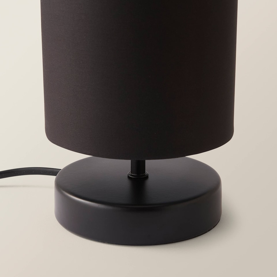 image 1 of ValueLights Francis Pair Black Touch Table Lamps Black Shades and Bulbs