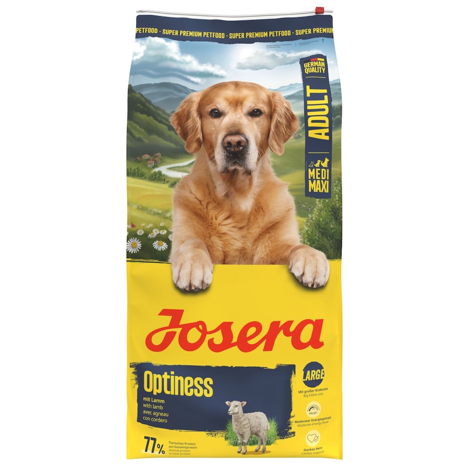 image 1 of Josera Adult Optiness complete dog food | With Chicken & Lamb | Medium & large breeds | Cardiac support | Joint support | Green-Lipped Mussel Meat | 12.5kg