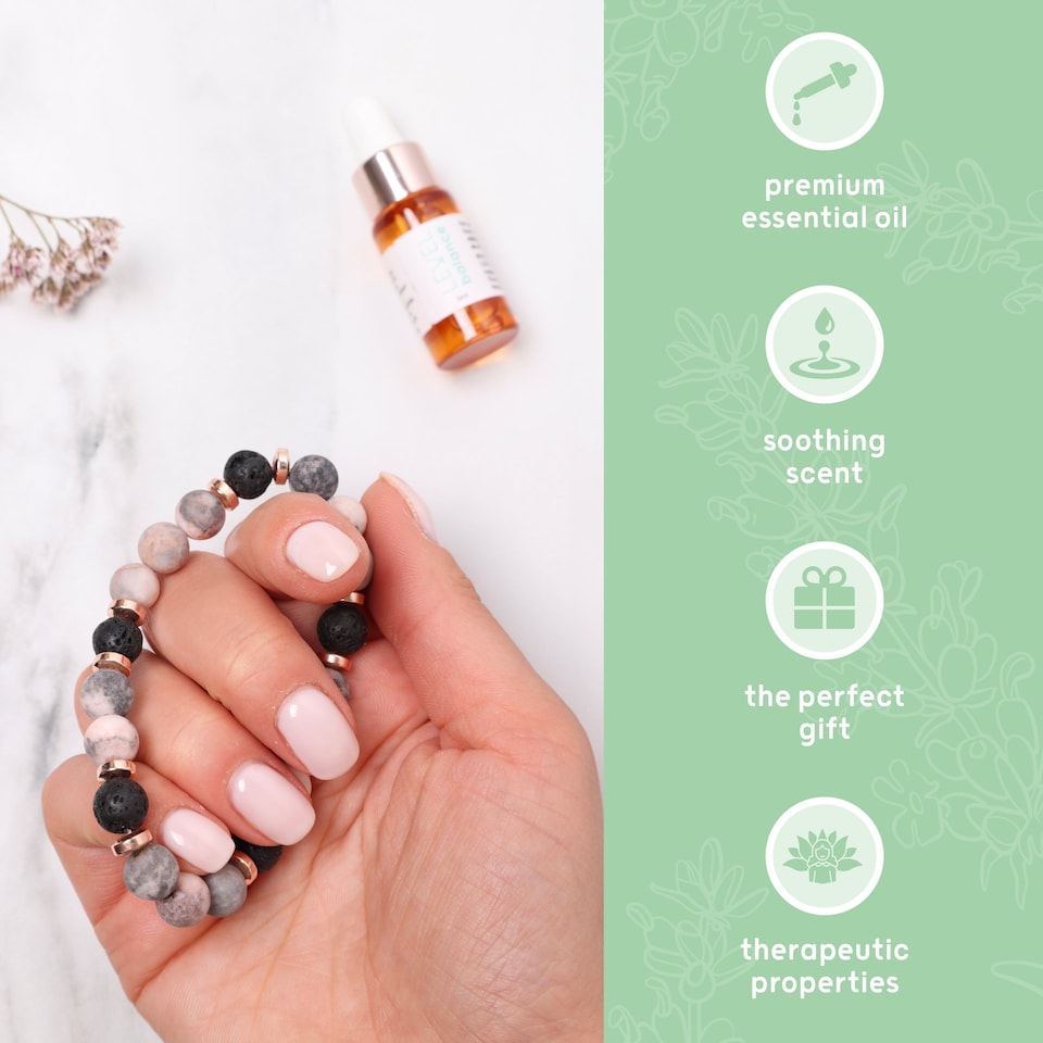 image 1 of LEVEL Wellbeing Lava Bead Aromatherapy Bracelet with Balance Essential Oil