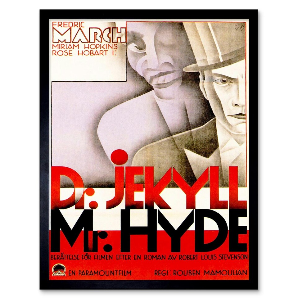 image 1 of Vintage Film Movie Advert Dr Jekyll & Mr Hyde 12x16" Framed Wall Art Print
