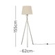 image 3 of ValueLights Camden Brushed Chrome Tripod Floor Lamp Beige Taper Shade Cream