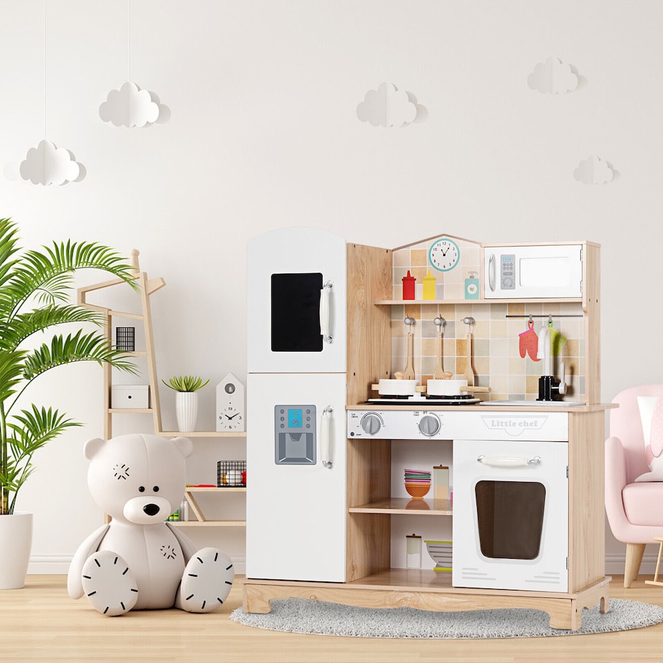 image 1 of COSTWAY Kitchen Play Set Pretend Play Kitchen Toy Set Chef Role Playing Toy