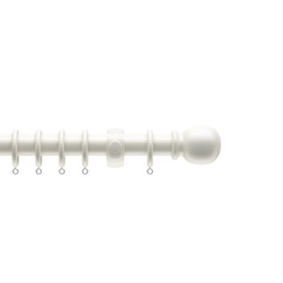 image 1 of 28mm Wooden White Curtain Pole Set 50cm | White | White