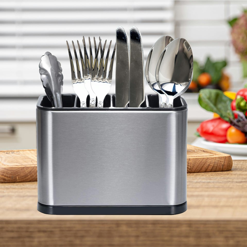 image 1 of Kitchen Utensils Caddy Stainless Steel Cutlery Holder Organizer Dishwasher Safe N/A
