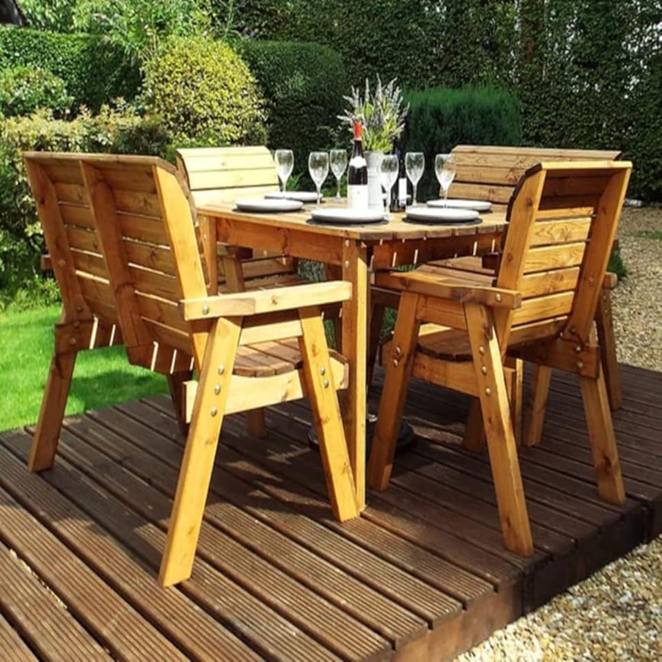 image 1 of Hand Made 6 Seater Rustic Wooden Garden Furniture Table and Bench/Chairs Set