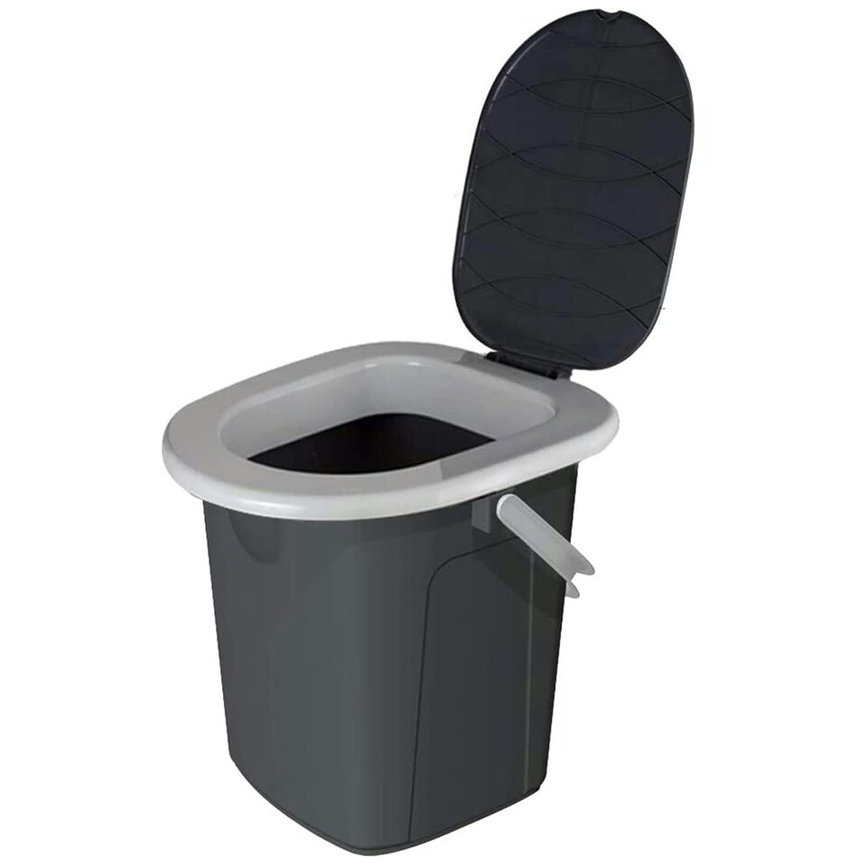 image 1 of 2 x Lightweight Portable 22 Litre Compact Camping Toilet Seat With Lid & Handle